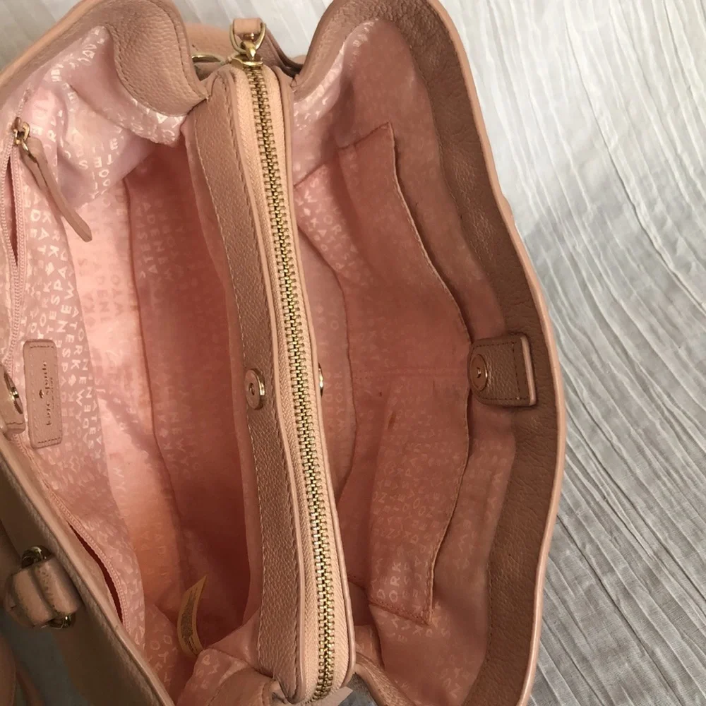 KATE SPADE Larchmont Ave pale pink satchel w/ gold hardware 3 sections crossbody